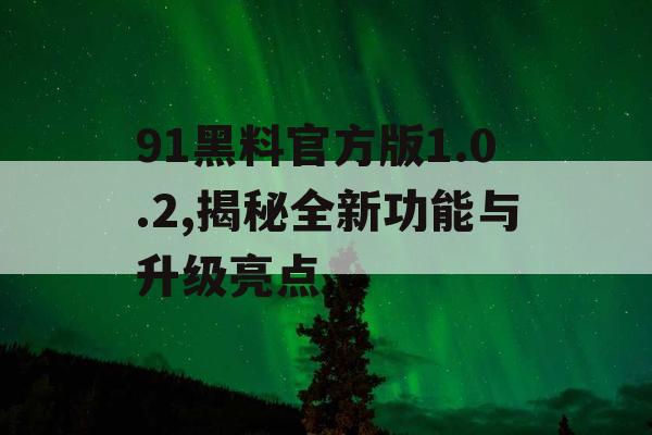 91黑料官方版1.0.2,揭秘全新功能与升级亮点