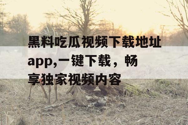 黑料吃瓜视频下载地址app,一键下载，畅享独家视频内容
