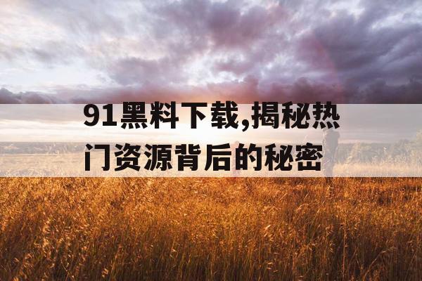 91黑料下载,揭秘热门资源背后的秘密