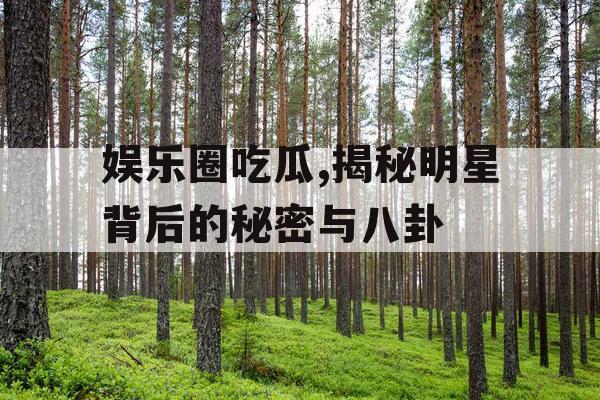 娱乐圈吃瓜,揭秘明星背后的秘密与八卦