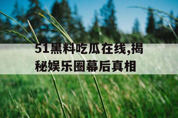 51黑料吃瓜在线,揭秘娱乐圈幕后真相