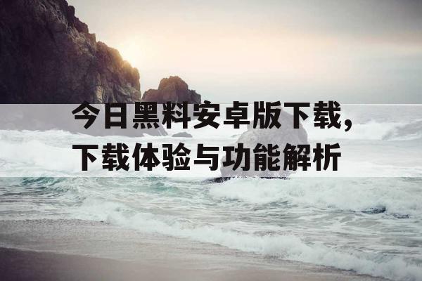 今日黑料安卓版下载,下载体验与功能解析