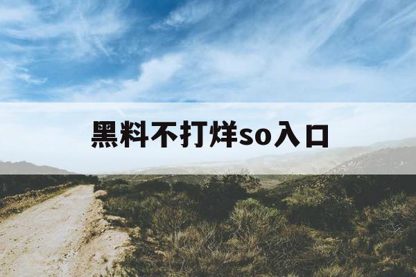 黑料不打烊so入口