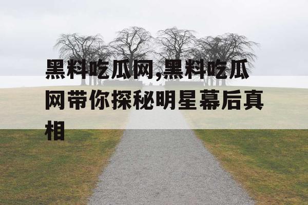 黑料吃瓜网,黑料吃瓜网带你探秘明星幕后真相