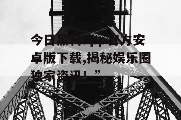 今日黑料app官方安卓版下载,揭秘娱乐圈独家资讯！”