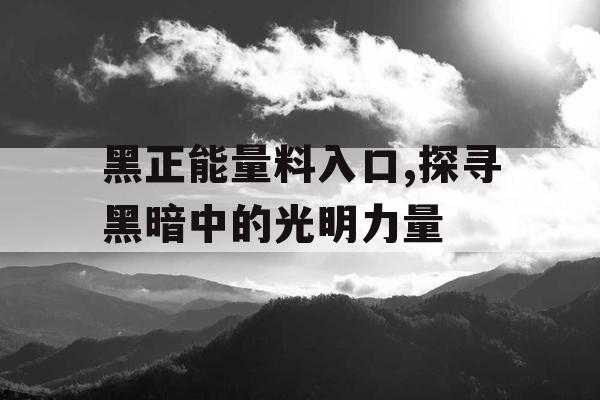 黑正能量料入口,探寻黑暗中的光明力量
