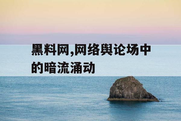 黑料网,网络舆论场中的暗流涌动