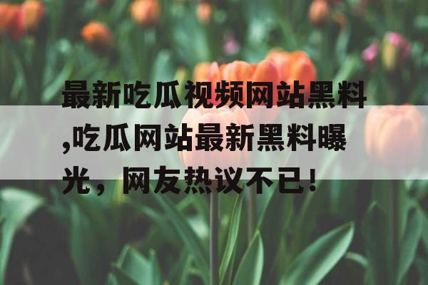 最新吃瓜视频网站黑料,吃瓜网站最新黑料曝光，网友热议不已！