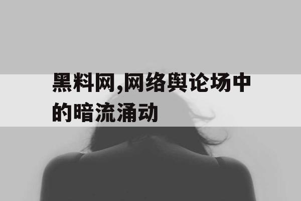 黑料网,网络舆论场中的暗流涌动