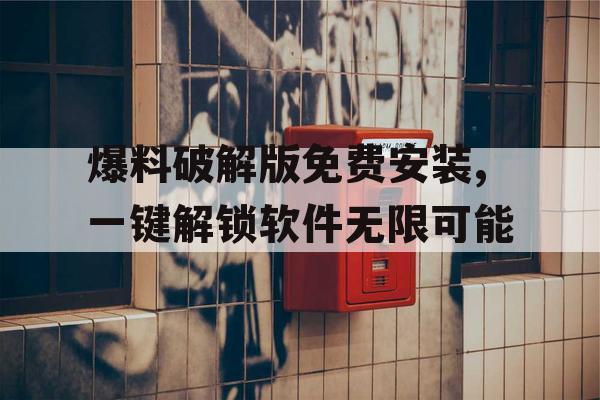 爆料破解版免费安装,一键解锁软件无限可能