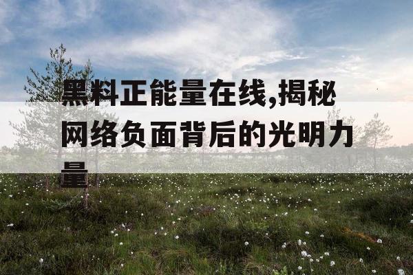 黑料正能量在线,揭秘网络负面背后的光明力量
