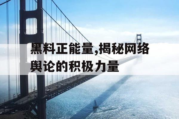 黑料正能量,揭秘网络舆论的积极力量