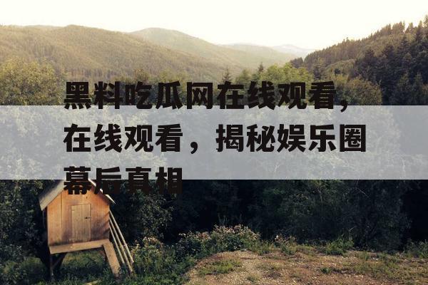 黑料吃瓜网在线观看,在线观看，揭秘娱乐圈幕后真相