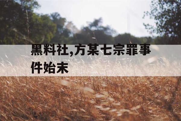 黑料社,方某七宗罪事件始末