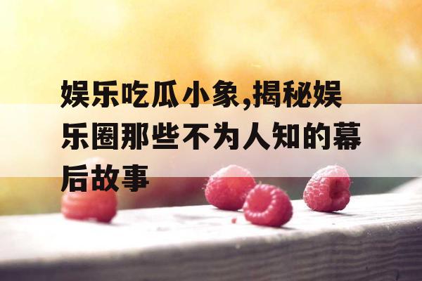 娱乐吃瓜小象,揭秘娱乐圈那些不为人知的幕后故事