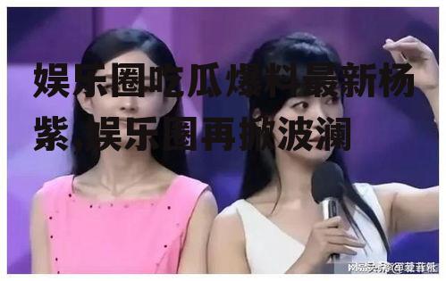 娱乐圈吃瓜爆料最新杨紫,娱乐圈再掀波澜